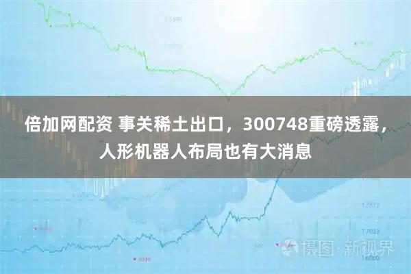 倍加网配资 事关稀土出口，300748重磅透露，人形机器人布局也有大消息